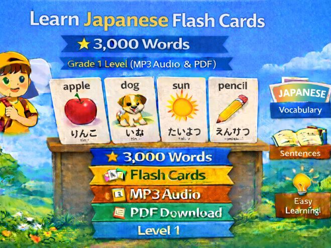 Japanese Flash Cards, 3,000 Words (Audio, PDF)