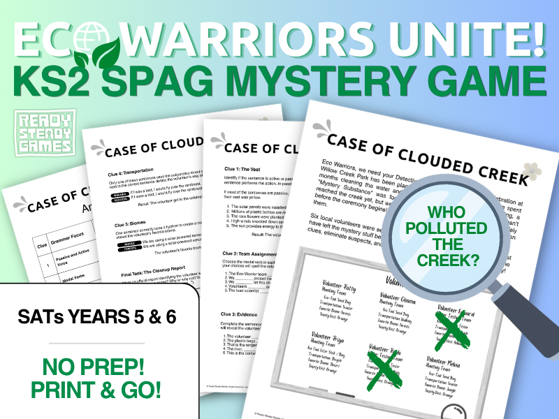 Earth Day KS2 SPaG Mystery Game | SATs Grammar & Logic Activity | Year 5 & 6