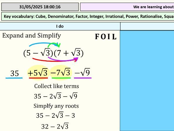 Surds - Edexcel Extended Maths Certificate - Chapter 1.2