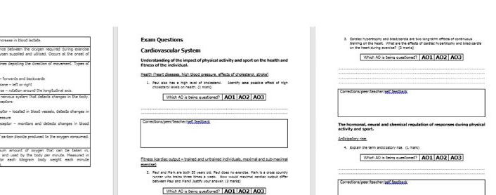 AQA A Level Section A Homework/Plenary/Exam Question Booklet