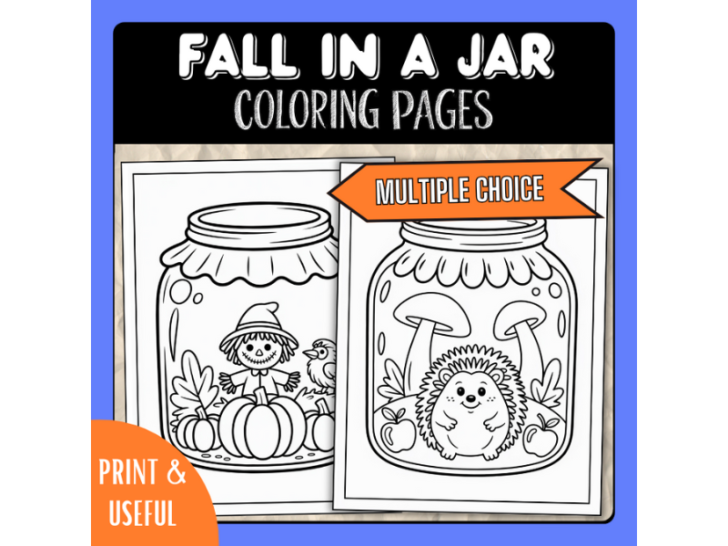 Autumn Life In A Jar Coloring Pages | Fall Animals Preschool & Kindergarten