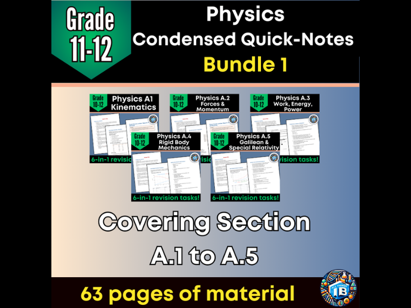 IB DP Physics: Section A – Condensed Topic Revision Notes Bundle (2026)