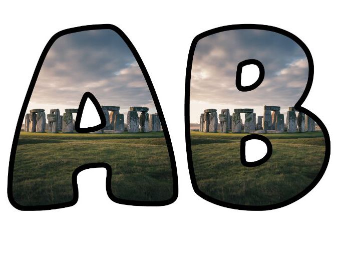 Stonehenge British Wonder Classroom Display Lettering Set | Upper & Lowercase Letters, 0-9 and Signs
