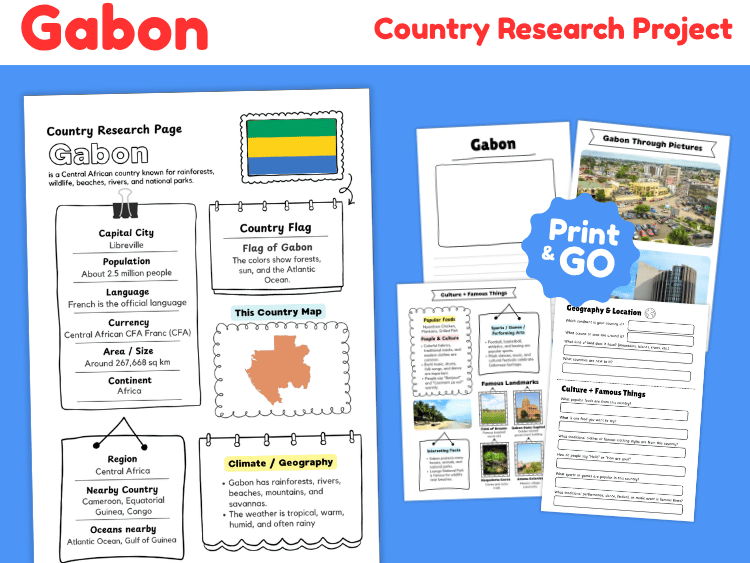Gabon Country Research Project | Geography & Culture Worksheets