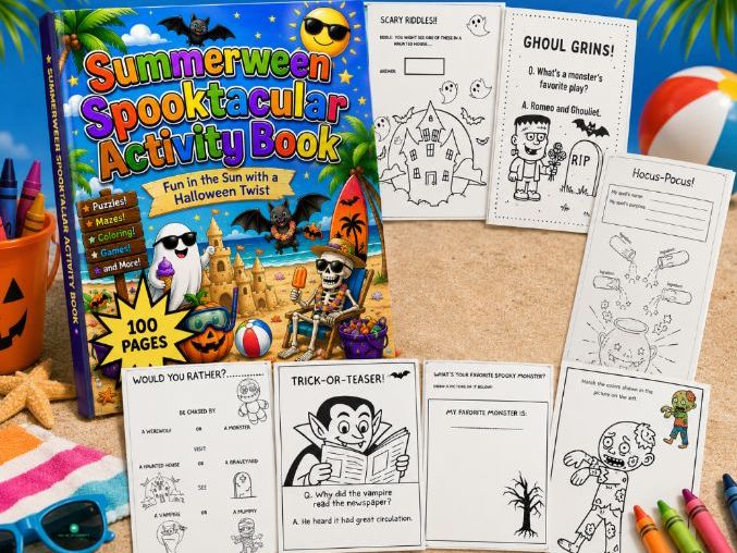 Summerween Spooktacular Activity Book | 100 Pages of Summer Halloween Fun | Grades 1-4