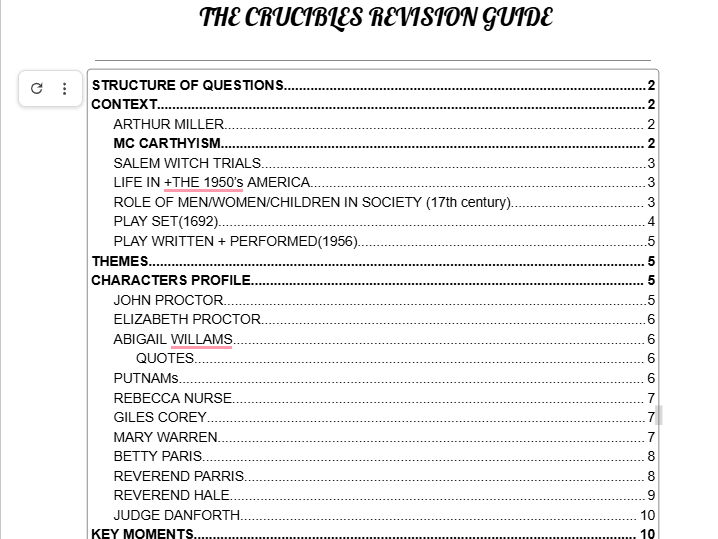 DRAMA GCSE - CRUCIBLE