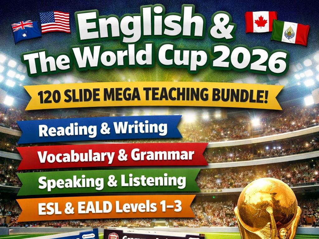 English & The World Cup 2026 – 6‑Lesson Mega Bundle | Reading, Writing, Vocabulary, Grammar & ESOL/KS1–KS4 PowerPoints