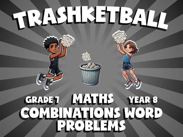 Combinations Word Problems TRASHKETBALL Maths Game | No-Prep Year 8 Review Activity