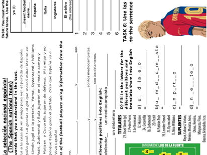 KS3 SPANISH WORLD CUP COVER SHEET 2