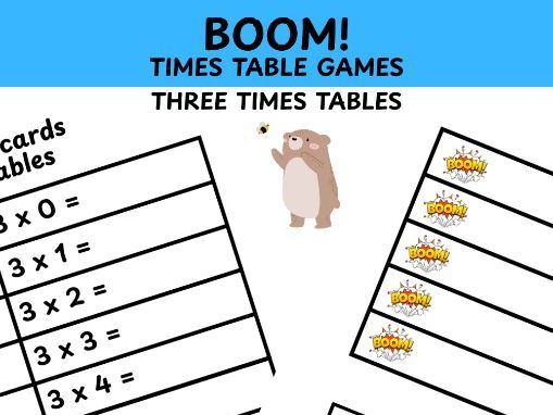 3 times table multiplication Boom game