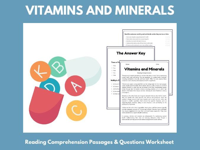 Vitamins and Minerals: Reading Comprehension Passages & Questions ...