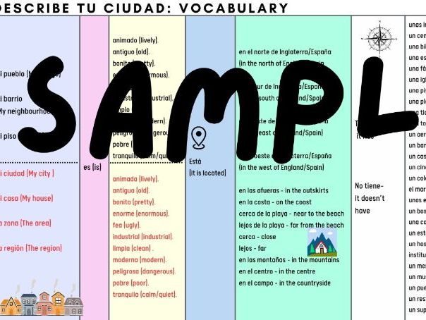 Mi ciuadad: Vocabulary/Sentence builder