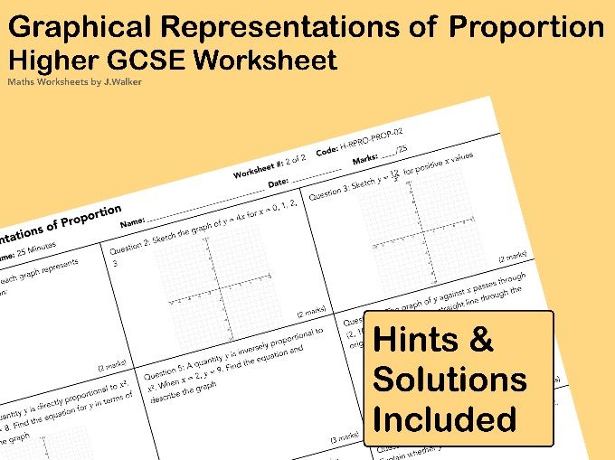 GCSE Maths Worksheet: Graphical Representations of Proportion- Higher Tier