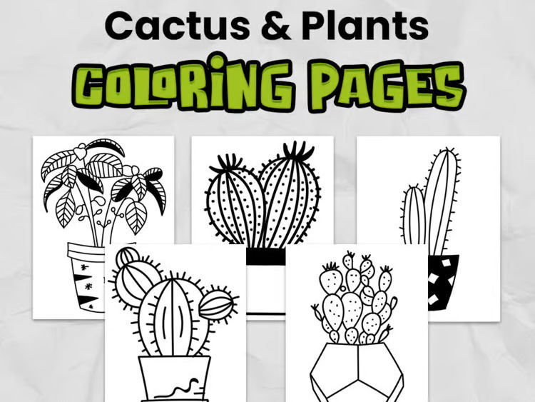 Cactus and Plant Coloring Pages | Print & Go for Kindergarten & Elementary