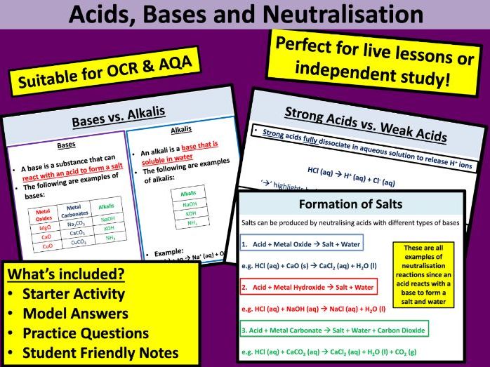 Acids, Bases and Neutralisation