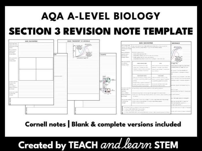 A-level Biology AQA Section 3 Revision Note Templates