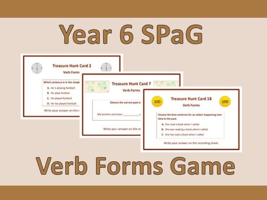 Year 6 SATs SPaG Verb Forms Revision Treasure Hunt