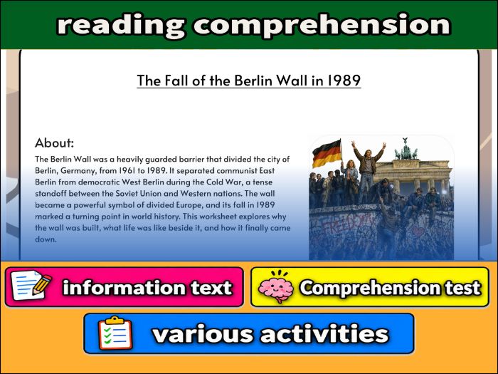 The Fall of the Berlin Wall in 1989 - reading  Comprehension & Activities