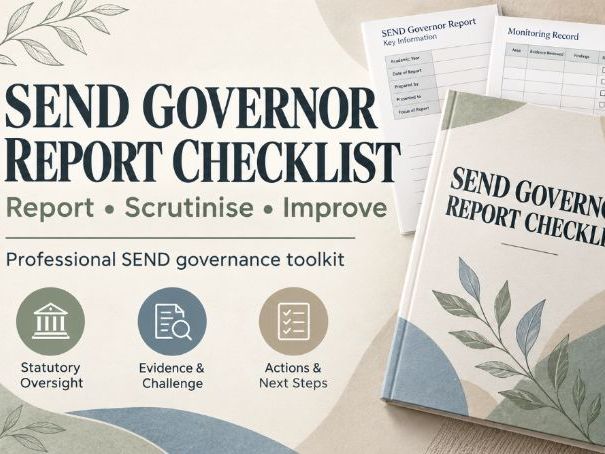 SEND Governor Report Checklist | Reporting, Monitoring,Strategic Oversight