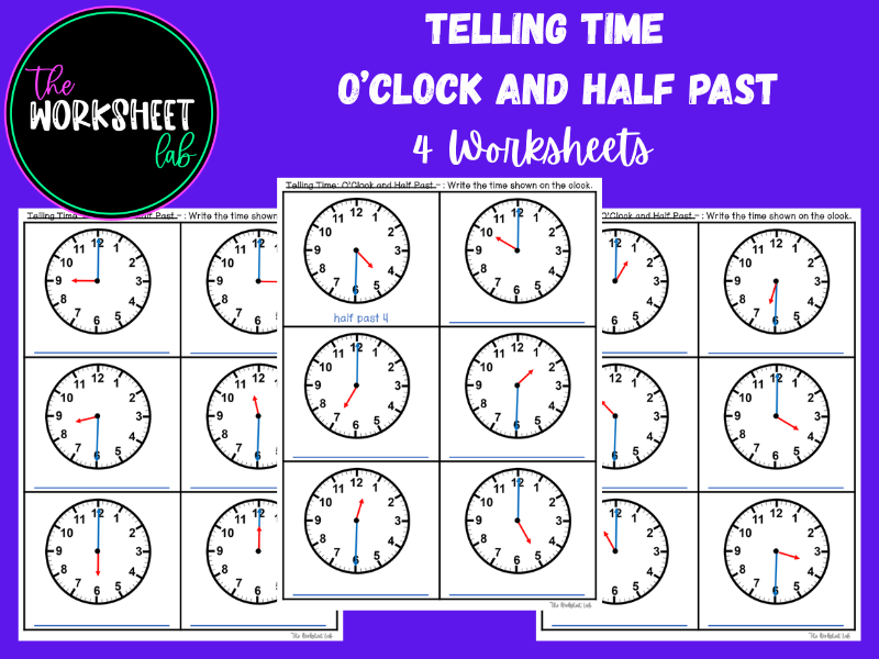 Telling Time: O'Clock and Half Past Worksheets