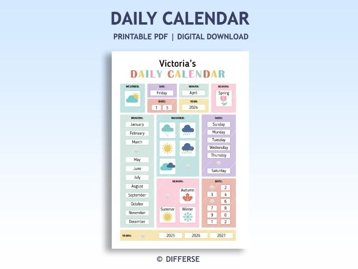Homeschool Daily Calendar | Morning Board | Visual Calendar | Weather Chart