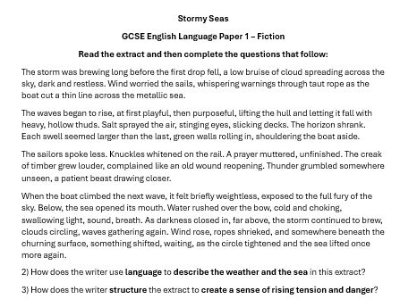 AQA English Language Paper 1 Mini Mock Papers