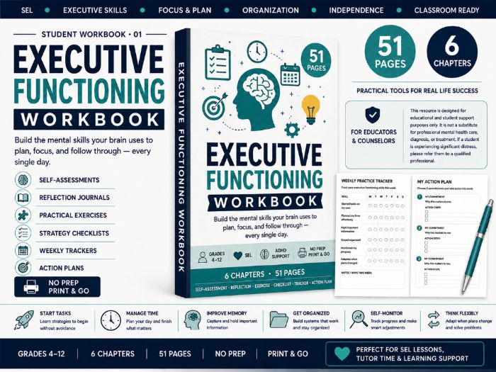 Executive Functioning Workbook for Students | ADHD, SEL & Study Skills Activities