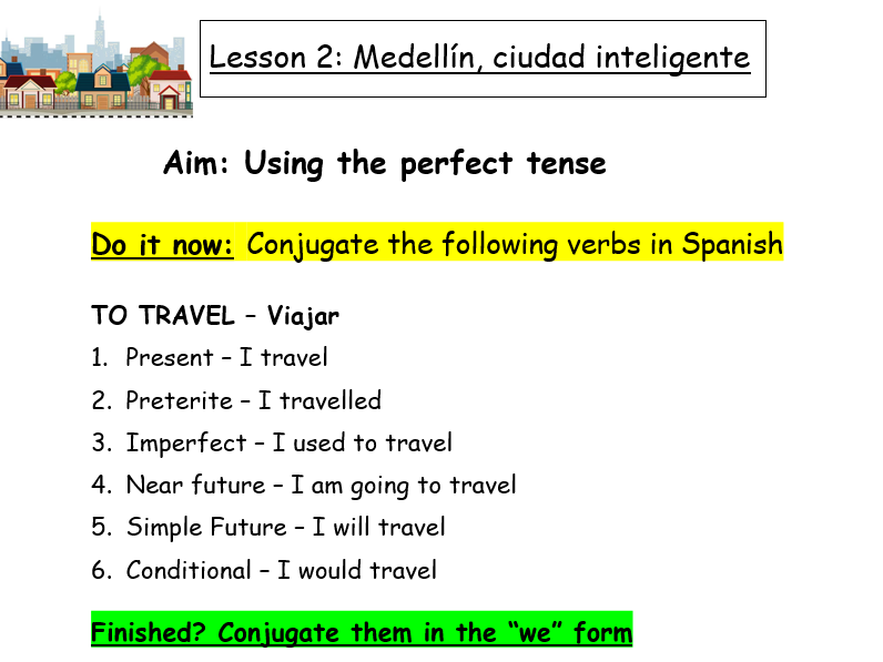 Module 6 - Mi barrio y yo - Medellin ciudad inteligente - PERFECT TENSE - Spanish GCSE new spec 2024