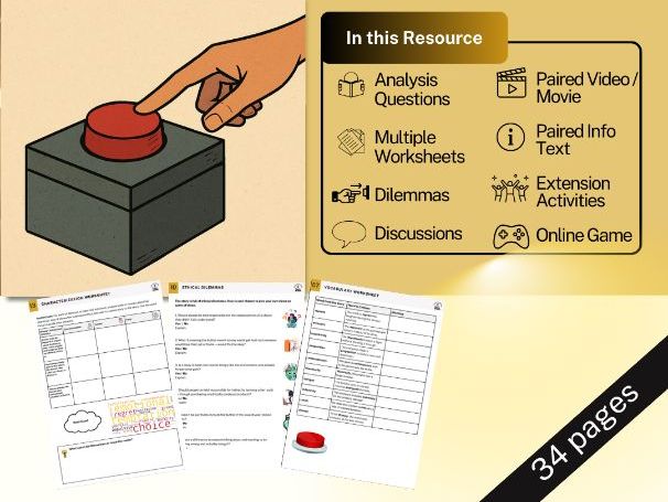 Button, Button Richard Matheson - 8 Day Unit - Dilemmas, Worksheets, Video, Game