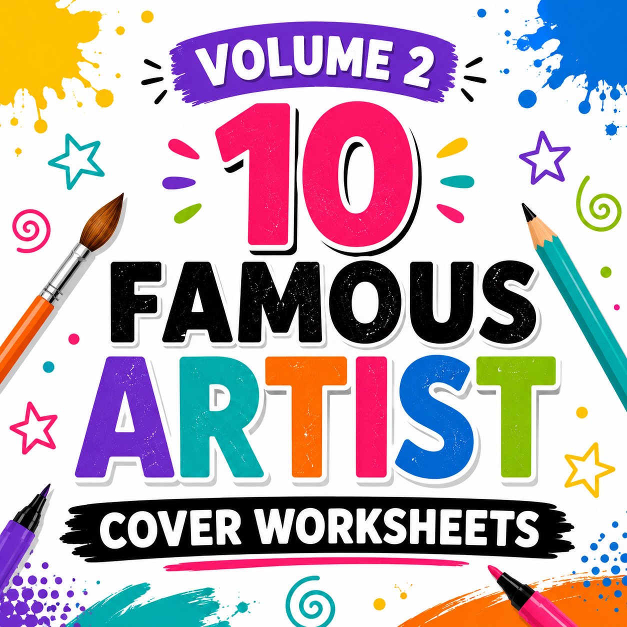 10 Famous Artist Cover Worksheets | KS3 Art Cover Lessons | No Prep Art Activities | Volume 2