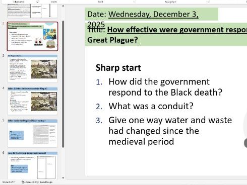 OCR B GCSE people's health lesson 3 great plague