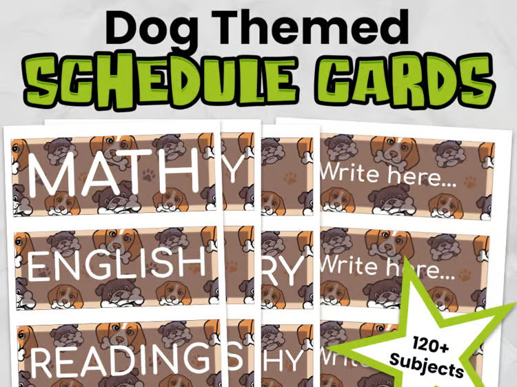 Dog Themed Editable Classroom Timetable Cards with Clocks, Primary Visual Timetable: Fun Classroom