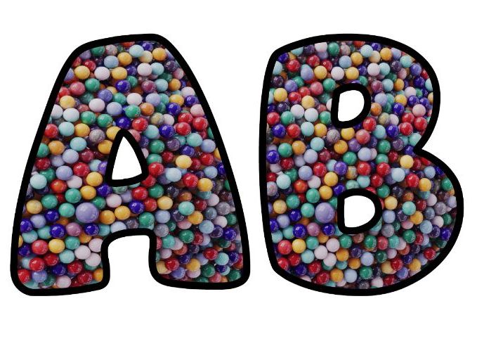 Color Beads Balls Classroom Display | Lettering Set | Upper & Lowercase, 0-9 and Signs
