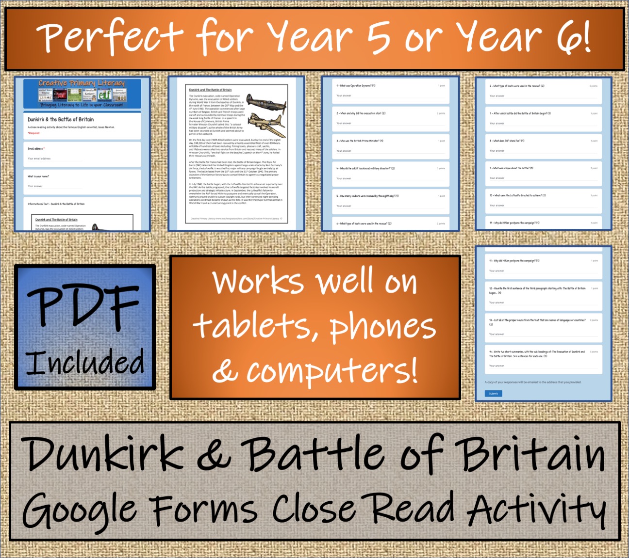 UKS2 Dunkirk & The Battle of the Britain Reading Comprehension Activity ...