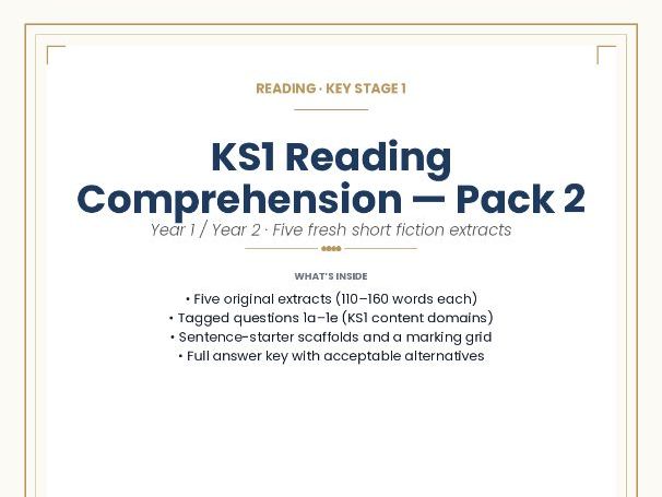 KS1 Reading Comprehension — Pack 2