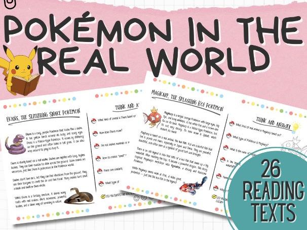 Pokémon in the Real World – Animal Reading Comprehension (26 Texts | ESL & Science | KS2)