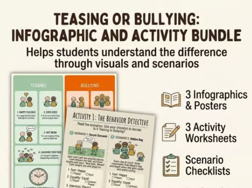 Teasing vs Bullying Worksheets | Scenario Activities