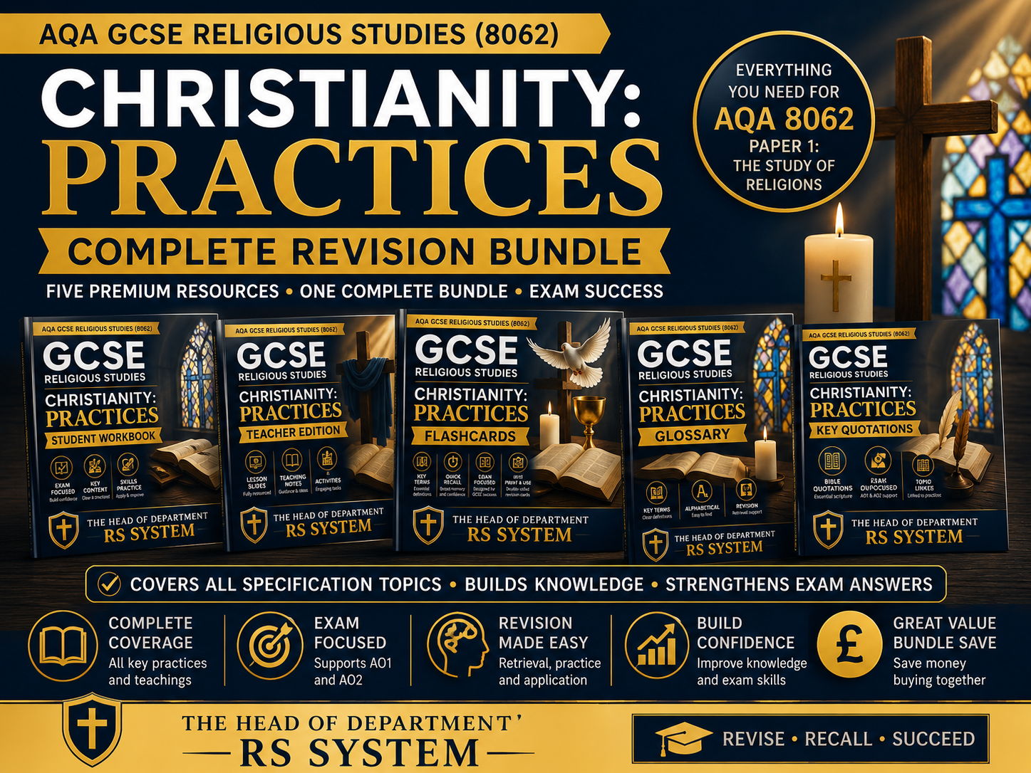 GCSE Religious Studies Christianity Practices Complete Revision Bundle | AQA 8062