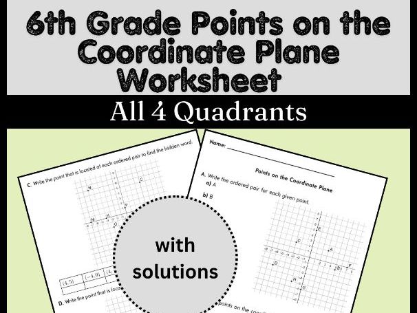 6th Grade Points on the Coordinate Plane Worksheet | All 4 Quadrants