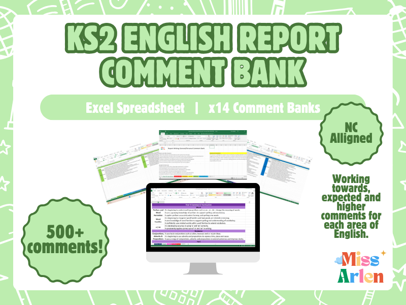 KS2 English (reading, writing, SPaG) Report Writing Comment Bank Toolkit - 500+ NC Report Phrases
