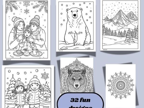 Winter Coloring Sheets and Mandala Pages