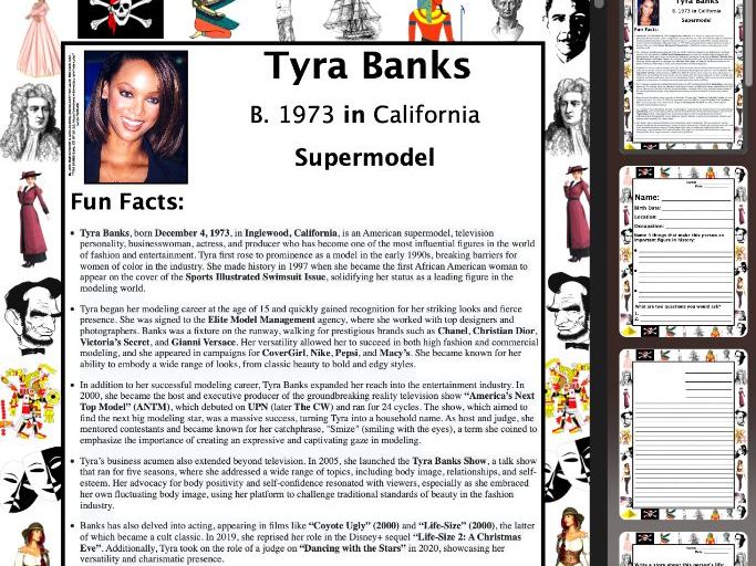 Tyra Banks PACKET & ACTIVITIES, Important Historical Figures Series