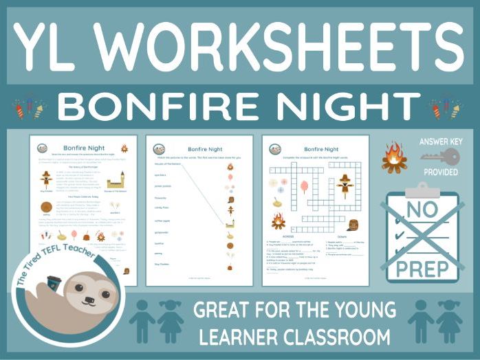 ESL Young Learner Bonfire Night Worksheets (A1-A2)