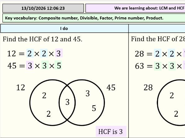 LCM and HCF with Venn Diagrams - Full Lesson