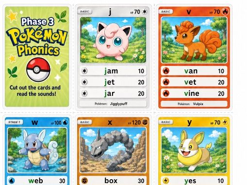 Pokémon Phonics Cards Phase 2 and 3