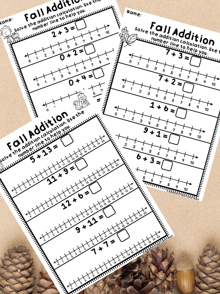 Addition Number Lines Autumn Reception Year 1 KS1 Worksheets | Teaching ...
