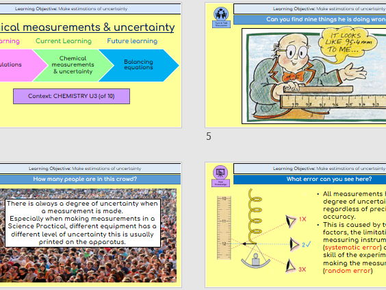 KS4 Triple Chemistry U3 Quantitative Chemistry – Complete PowerPoint lesson on Uncertainty