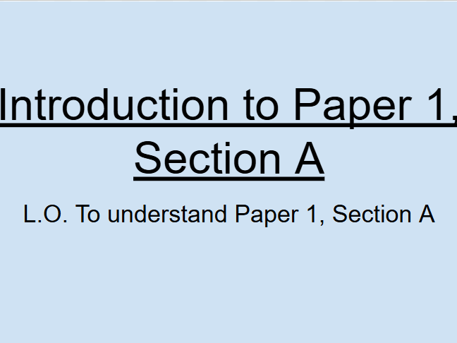 Edexcel iGCSE 4EA1 - Paper 1, Section A - Lesson 1: Introduction