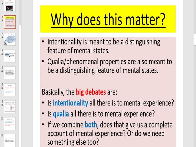Qualia Intentionality Mental States Lesson Teaching Resources