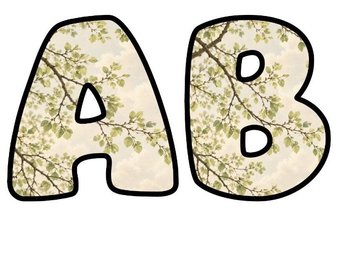 Pale Blossom Branches Bubble Letters | Botanical Bulletin Board Letters | Classroom Display Pack